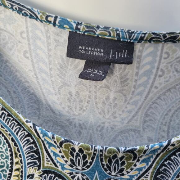 J.JILL Wearever Collection Soft Stretch Paisley Casual Dress Size Medium - Picture 2 of 8